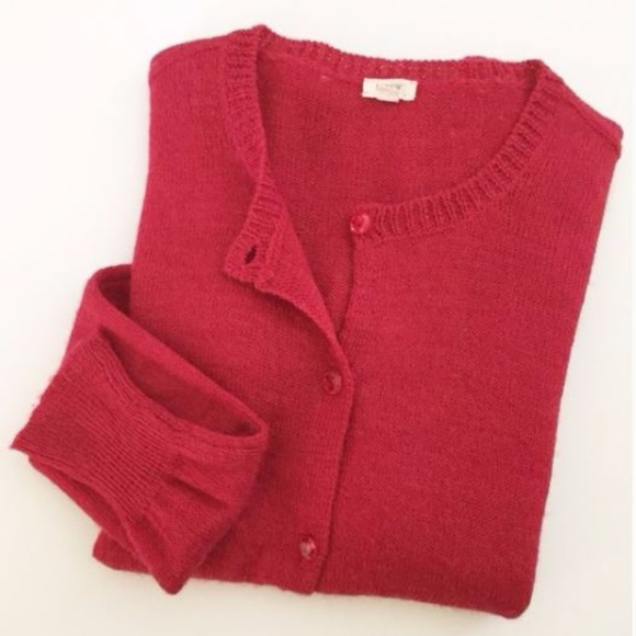 J. Crew Sweaters J Crew Red Alpaca Wool Blend Cardigan Poshmark